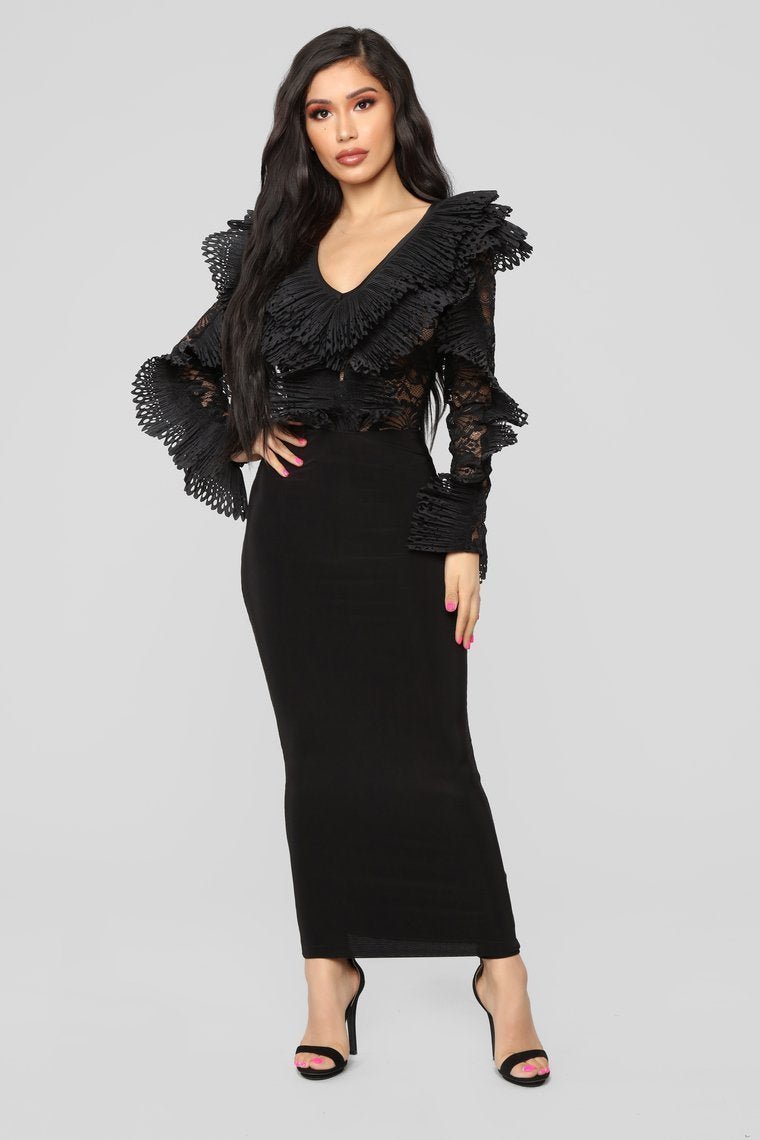 All For You Lace Bodysuit - Black - jameswhite001