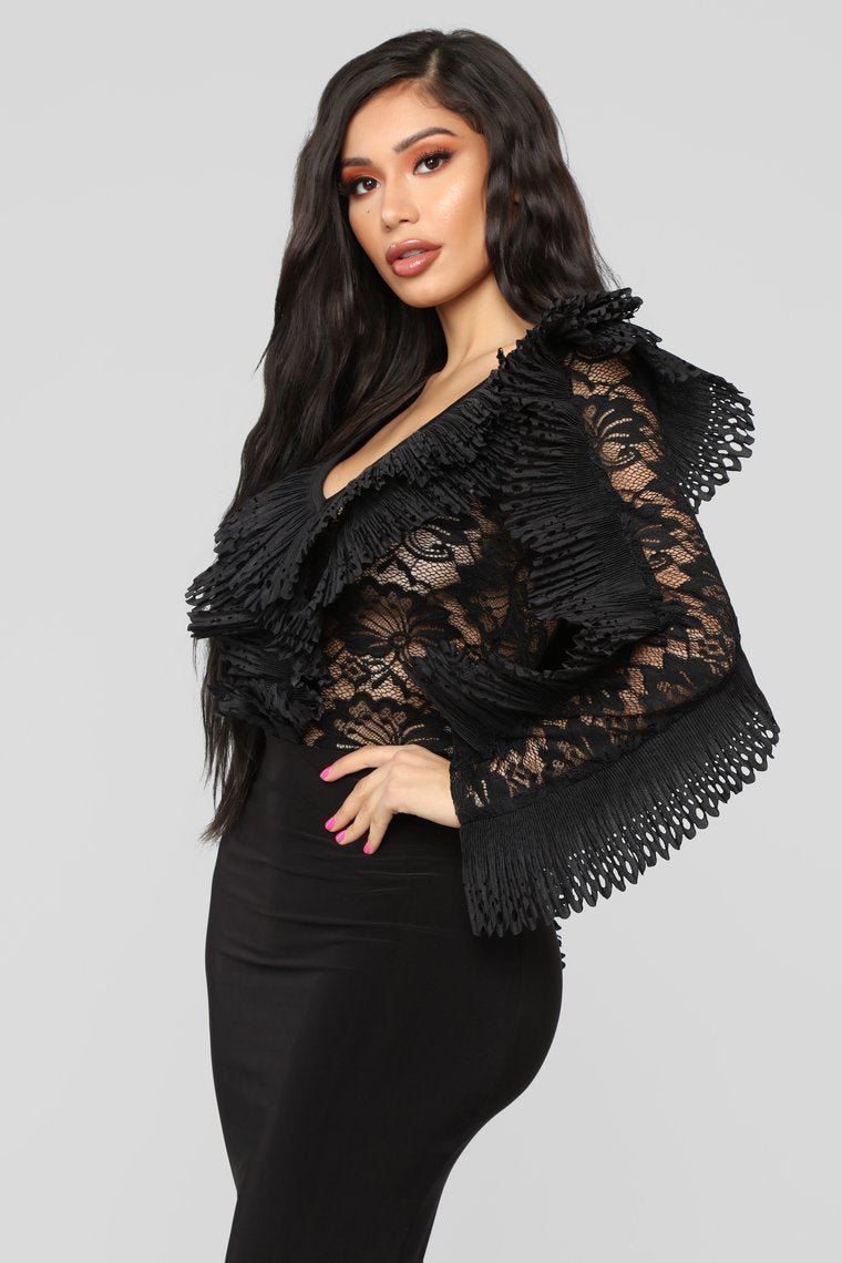 All For You Lace Bodysuit - Black - jameswhite001