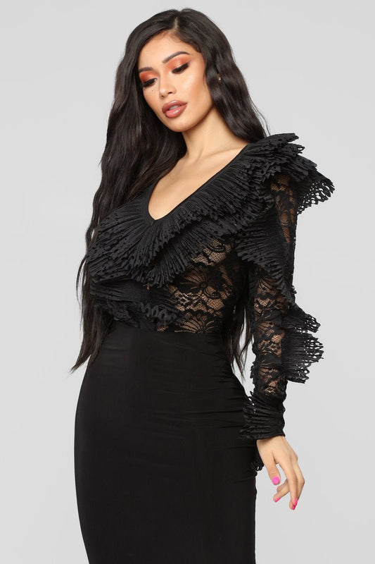 All For You Lace Bodysuit - Black - jameswhite001