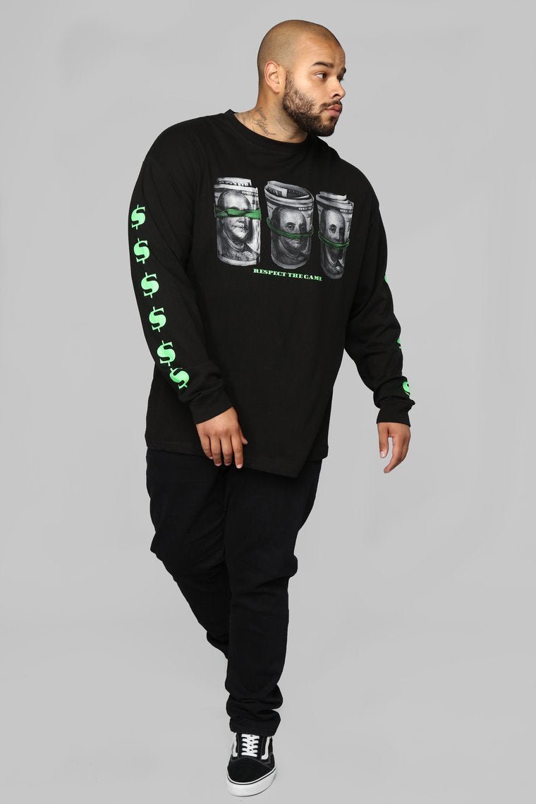 All I See Is Dollar Signs Long Sleeve Tee - Black - jameswhite001