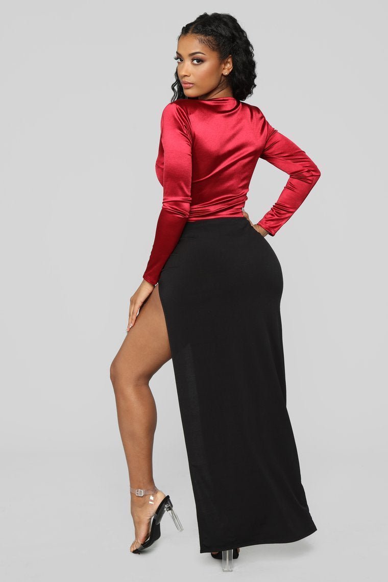 Always Sleek Bodysuit - Burgundy - jameswhite001