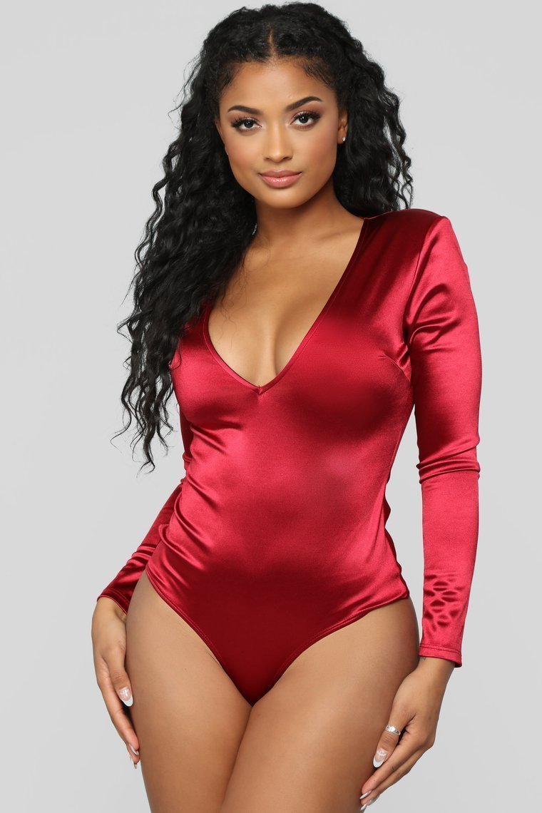 Always Sleek Bodysuit - Burgundy - jameswhite001