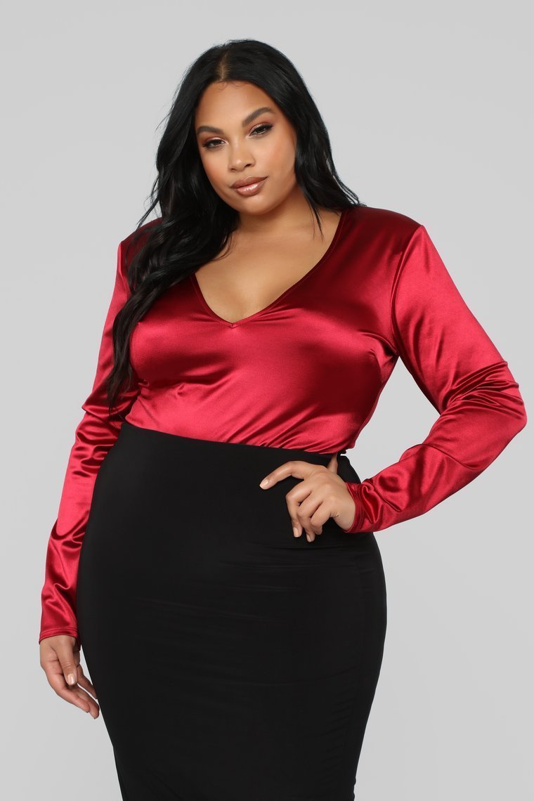 Always Sleek Bodysuit - Burgundy - jameswhite001