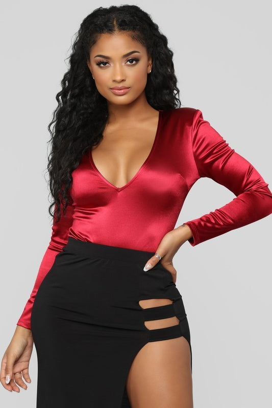 Always Sleek Bodysuit - Burgundy - jameswhite001