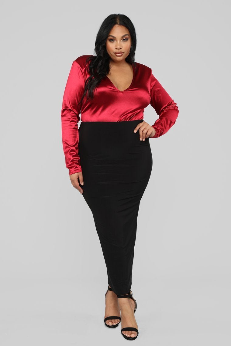 Always Sleek Bodysuit - Burgundy - jameswhite001