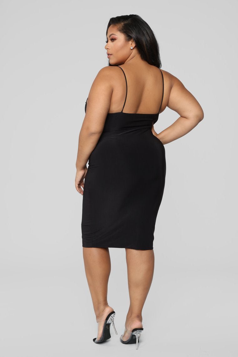 Anne Marie Midi Dress - Black - jameswhite001