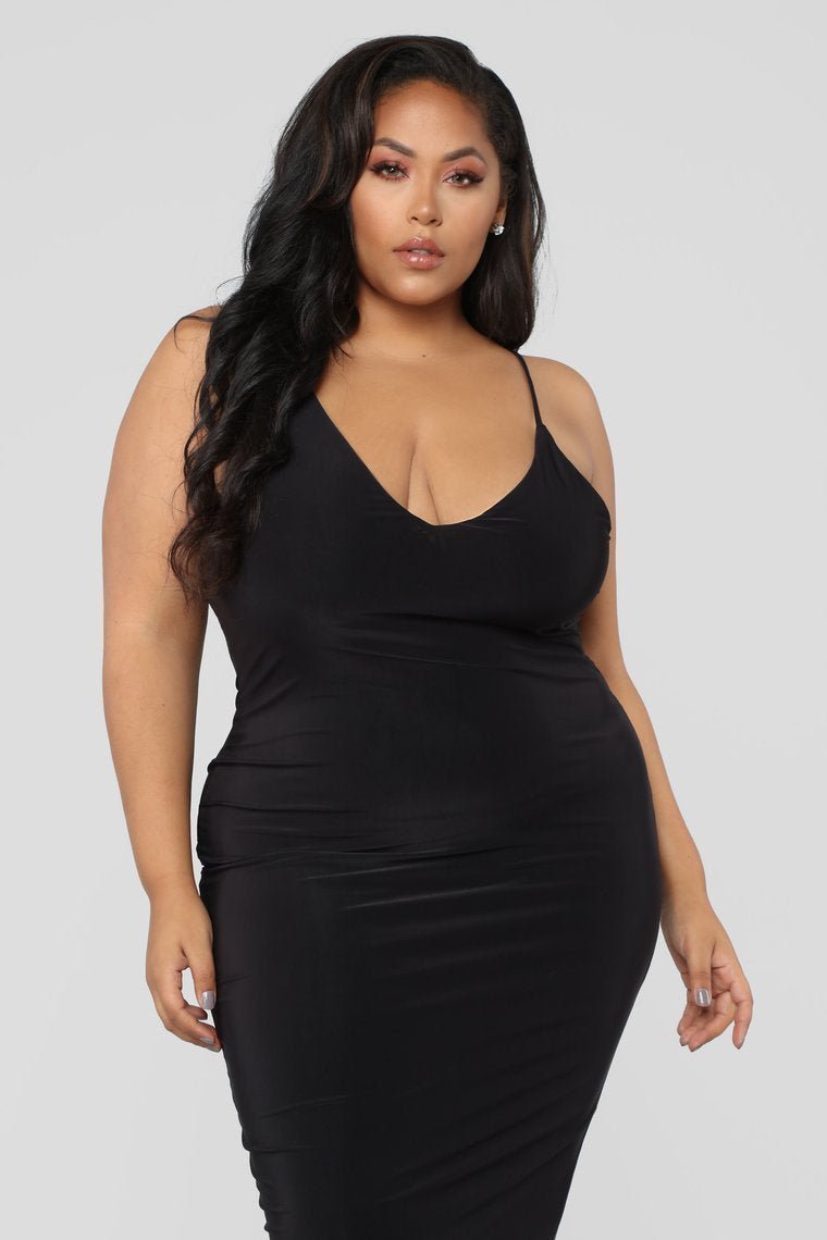 Anne Marie Midi Dress - Black - jameswhite001
