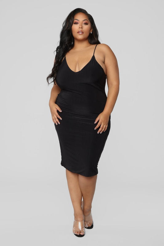 Anne Marie Midi Dress - Black - jameswhite001