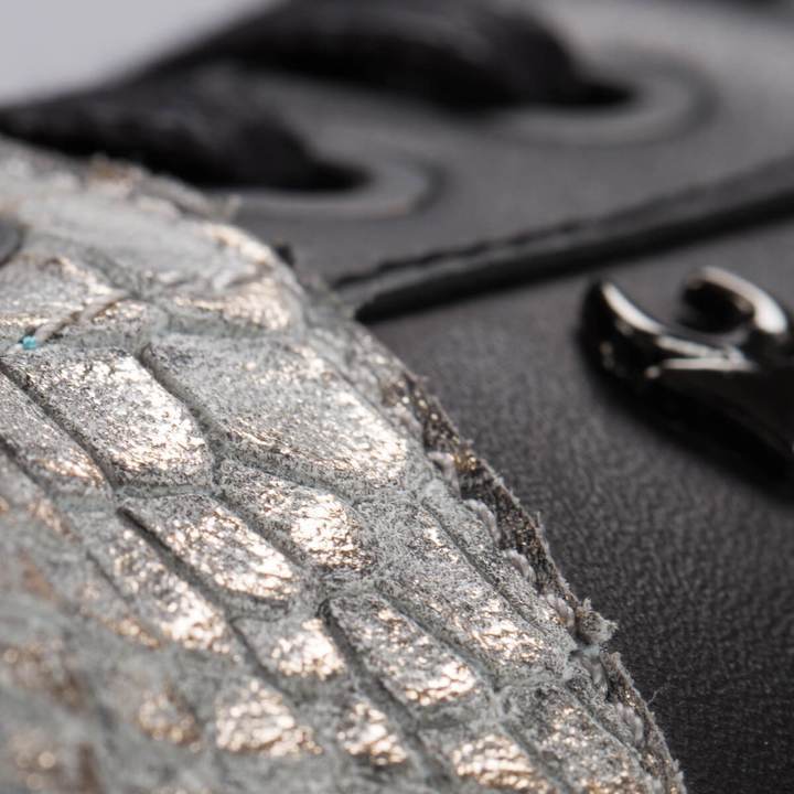 ANYA – LEATHER BLACK & SILVER SNAKE EMBOSSED - jameswhite001