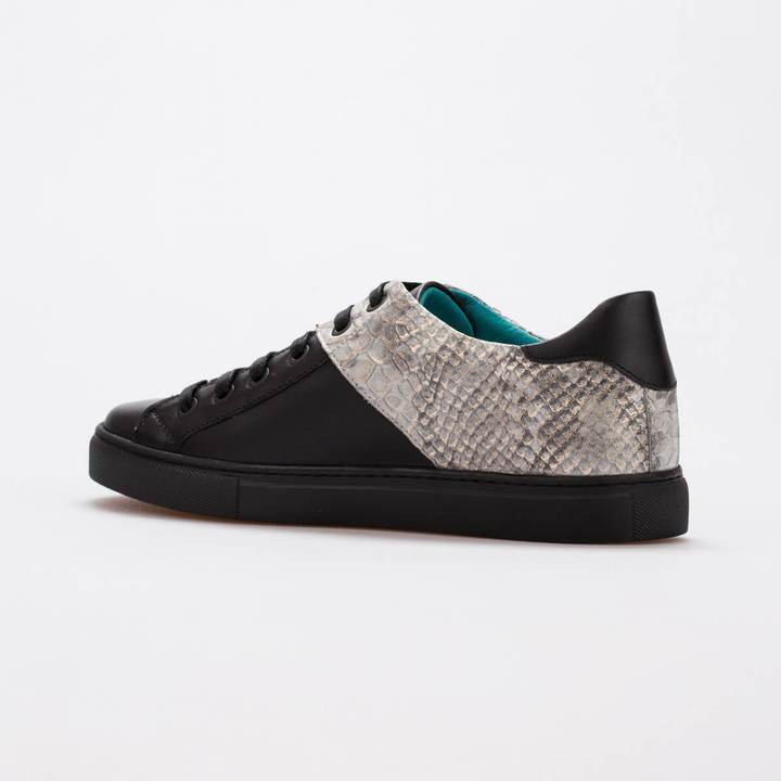 ANYA – LEATHER BLACK & SILVER SNAKE EMBOSSED - jameswhite001