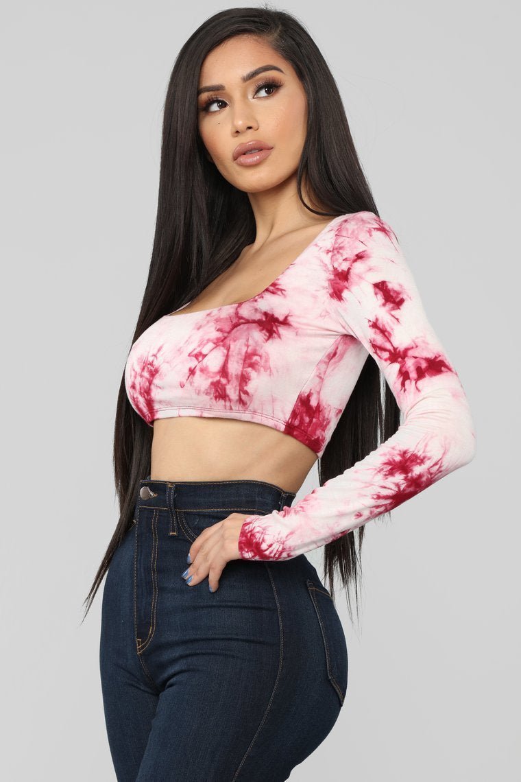 Anything But Square Crop Top - Burgundy/Combo - jameswhite001