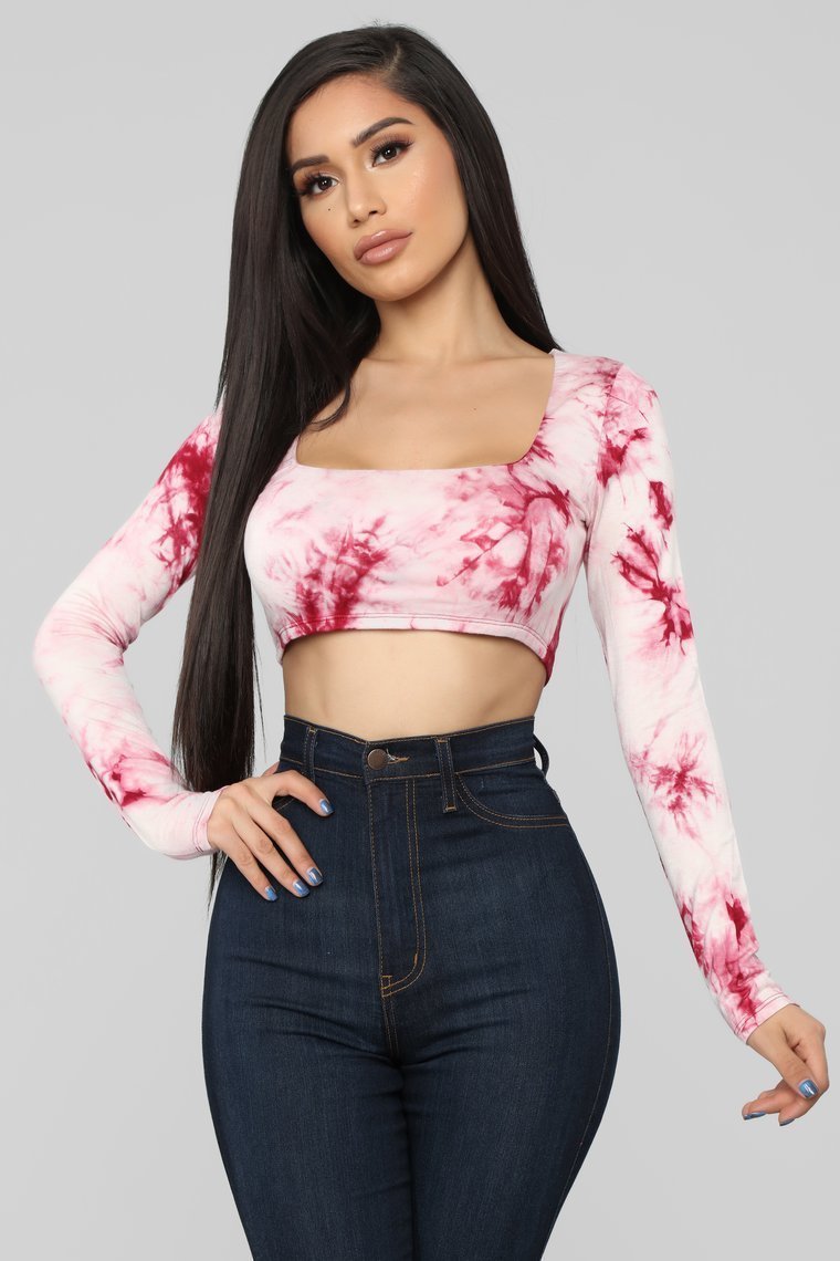 Anything But Square Crop Top - Burgundy/Combo - jameswhite001