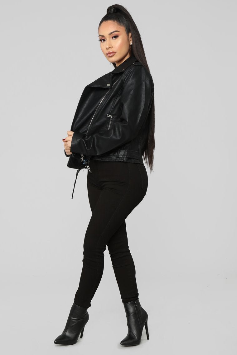 Araxie Vegan Leather Jacket - Black - jameswhite001