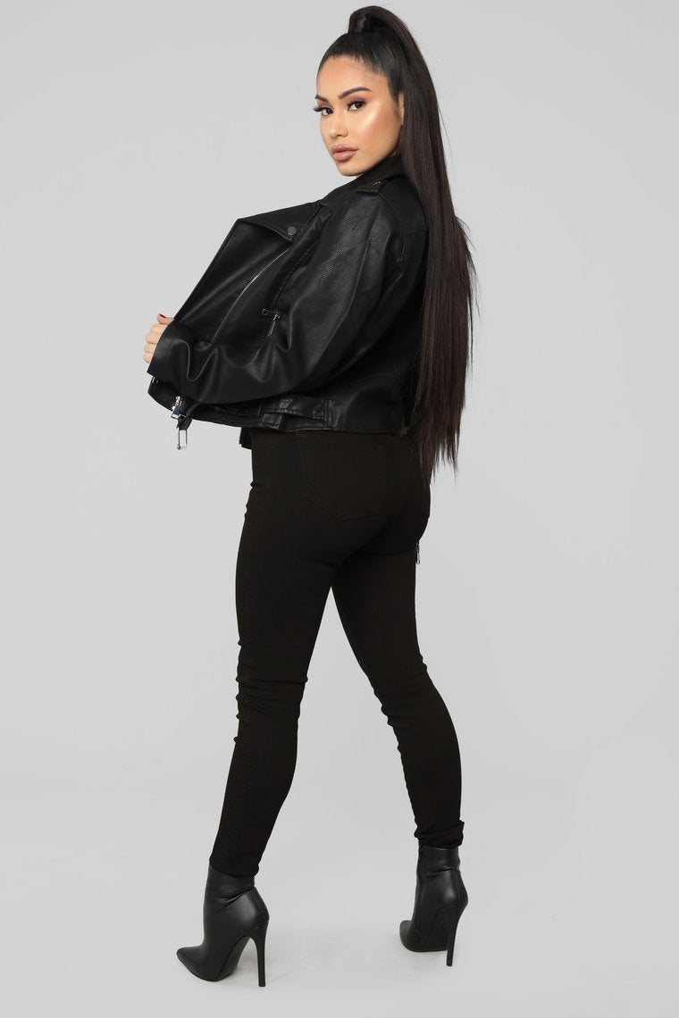 Araxie Vegan Leather Jacket - Black - jameswhite001