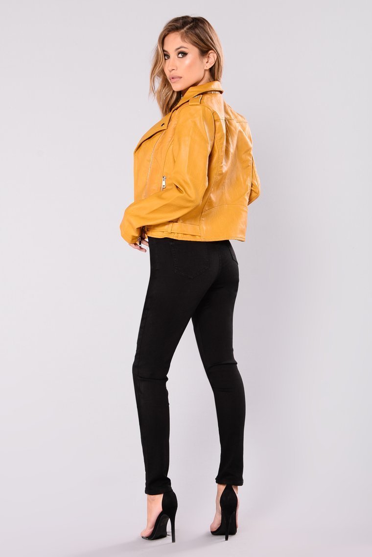 Araxie Vegan Leather Jacket - Mustard - jameswhite001
