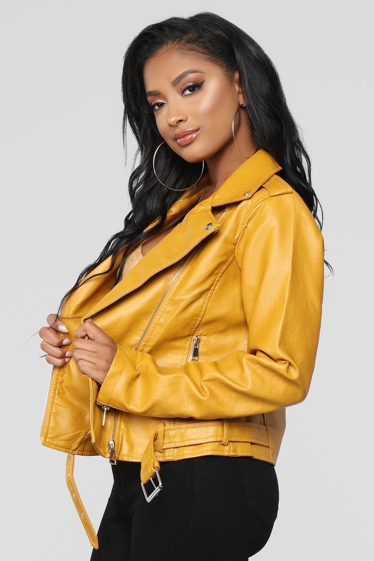 Araxie Vegan Leather Jacket - Mustard - jameswhite001