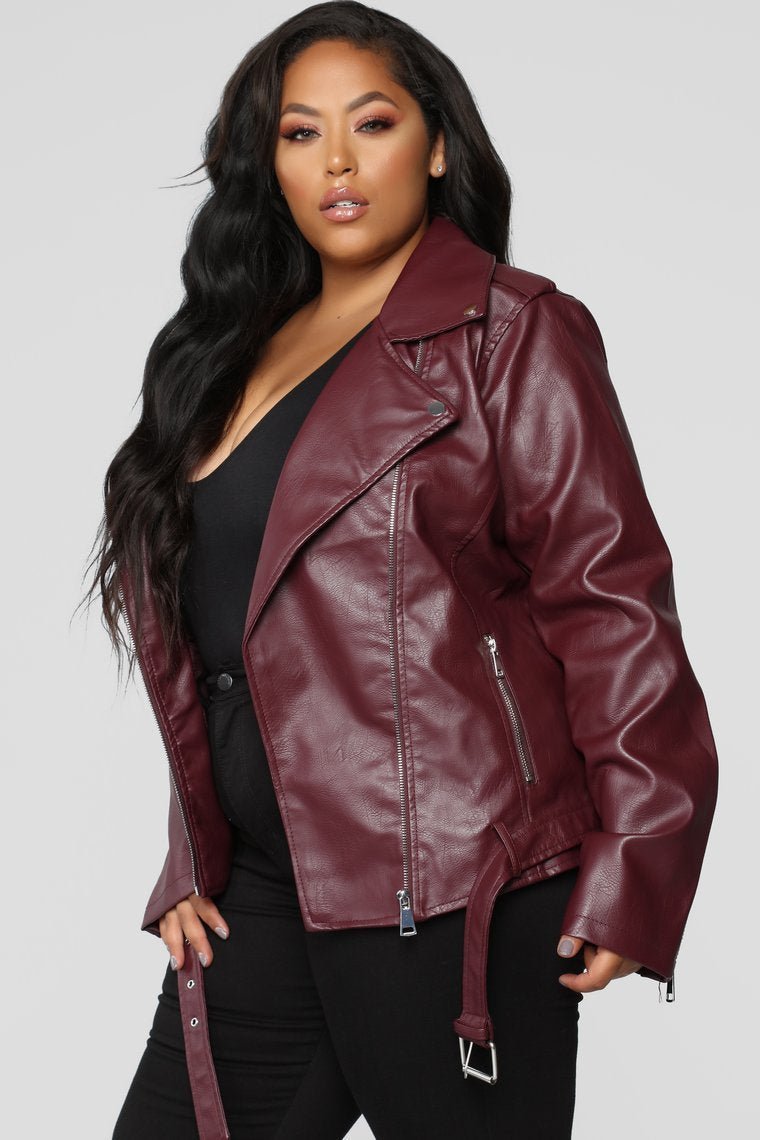 Araxie Vegan Leather Jacket - Wine - jameswhite001