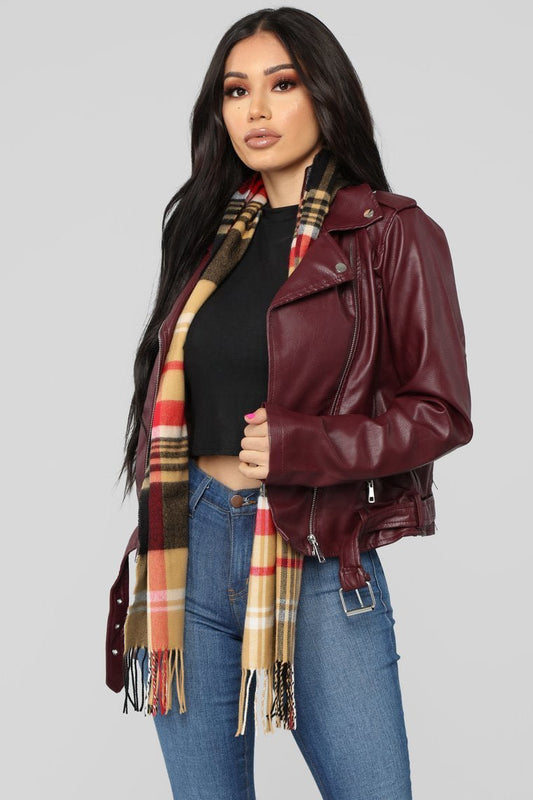 Araxie Vegan Leather Jacket - Wine - jameswhite001