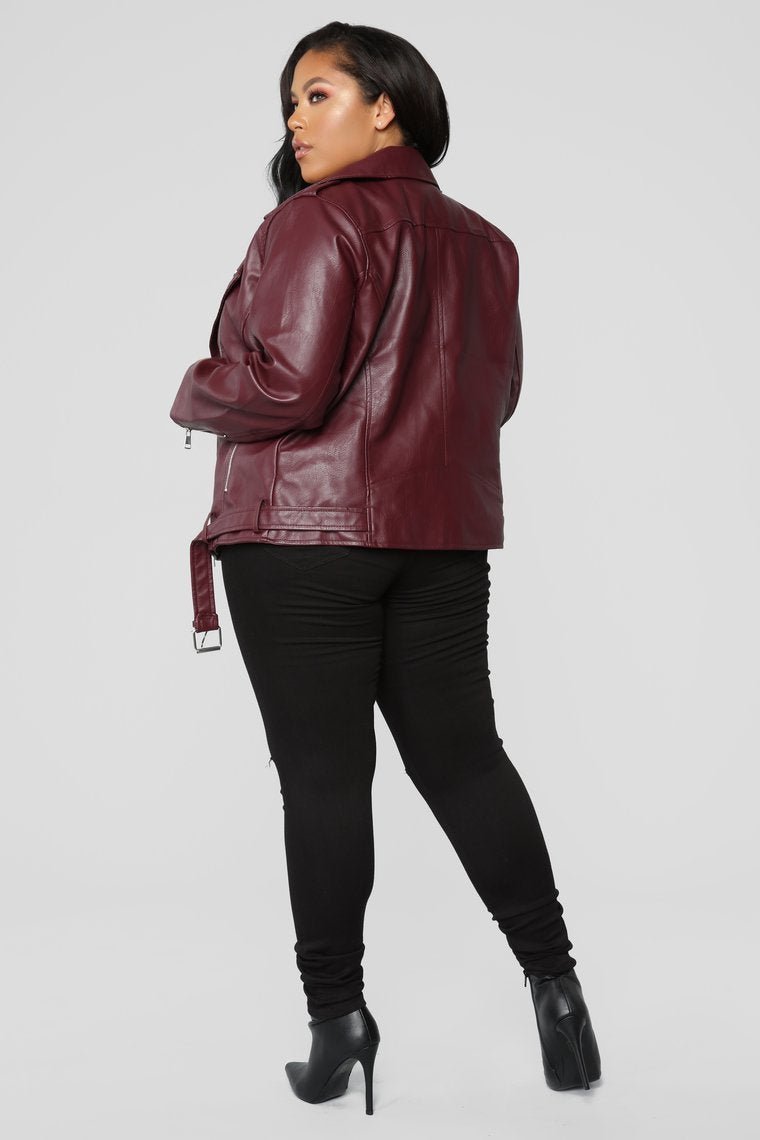 Araxie Vegan Leather Jacket - Wine - jameswhite001