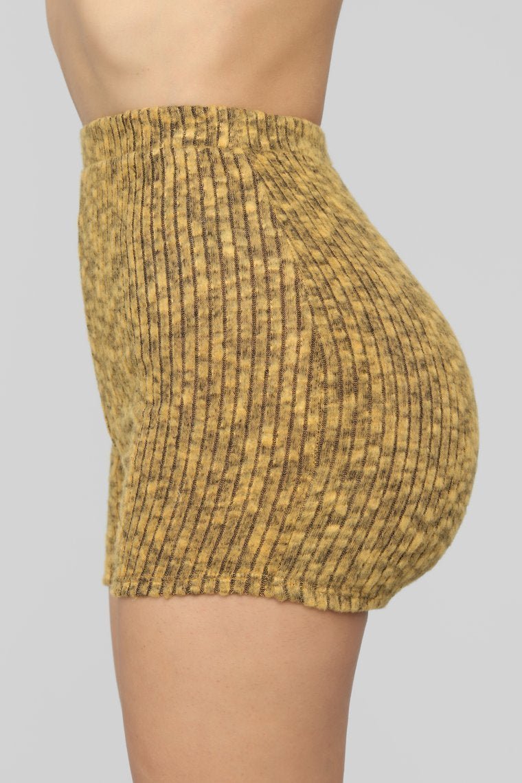 Ask Heather Ribbed Short Set - Mustard - jameswhite001