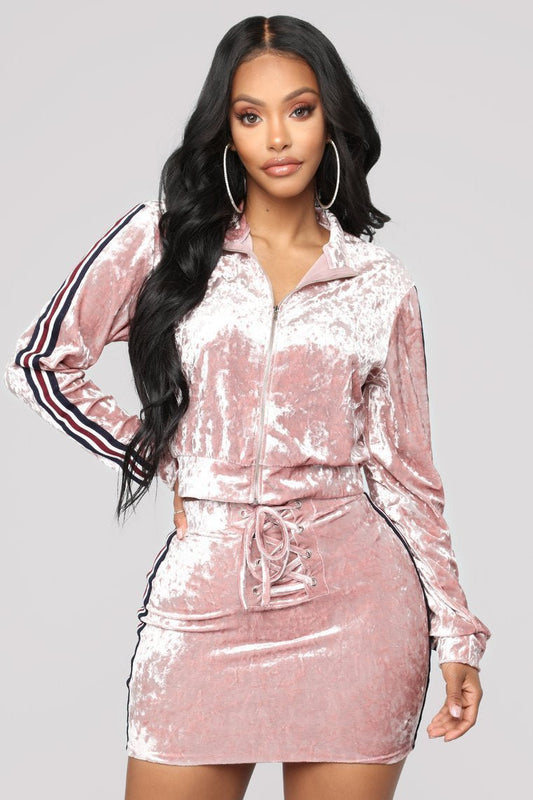 Baby G Velvet Skirt Set - Blush - jameswhite001