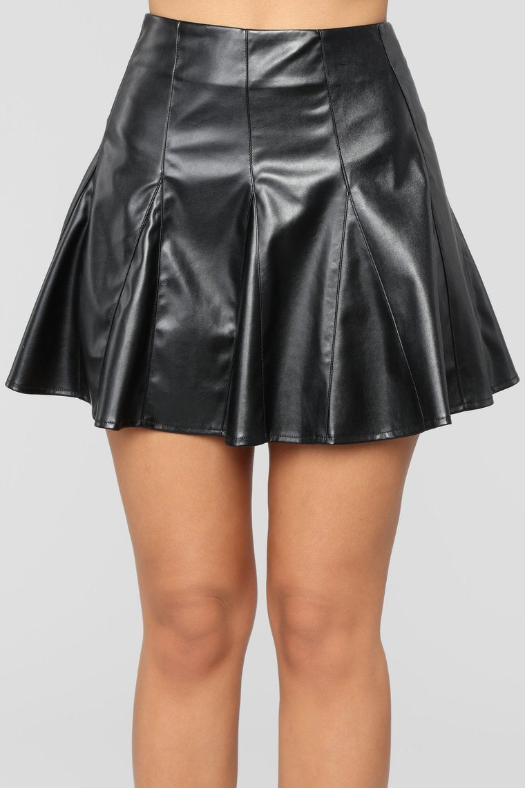 Baby Girl Vegan Leather Skirt - Black - jameswhite001