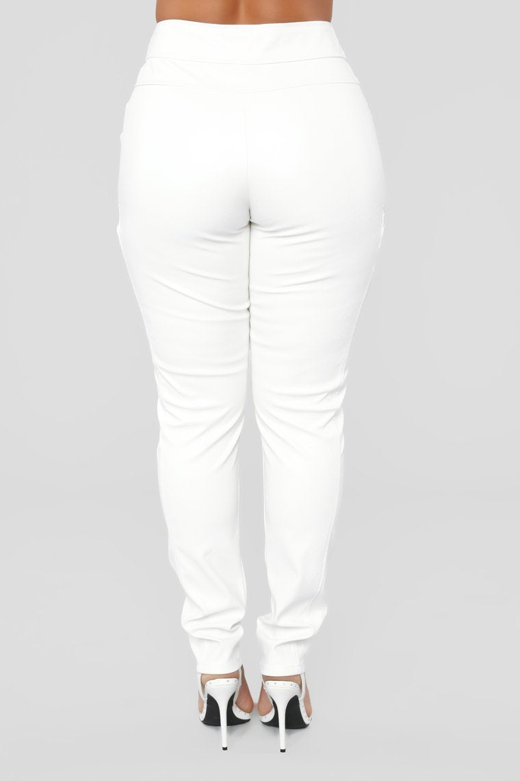 Bad Reputation Faux Leather Pants - White - jameswhite001