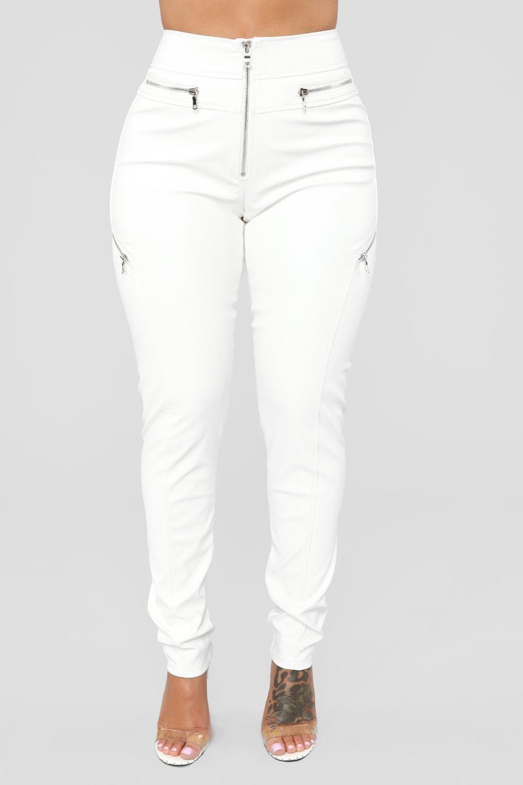 Bad Reputation Faux Leather Pants - White - jameswhite001
