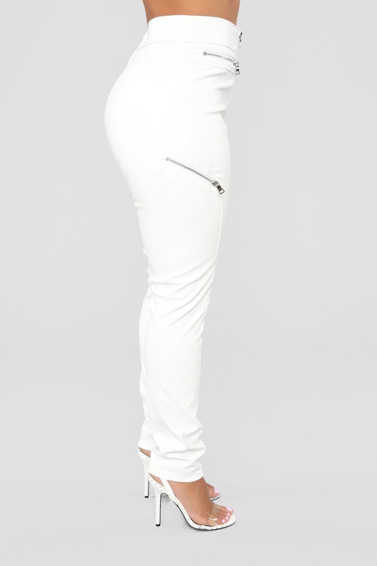 Bad Reputation Faux Leather Pants - White - jameswhite001