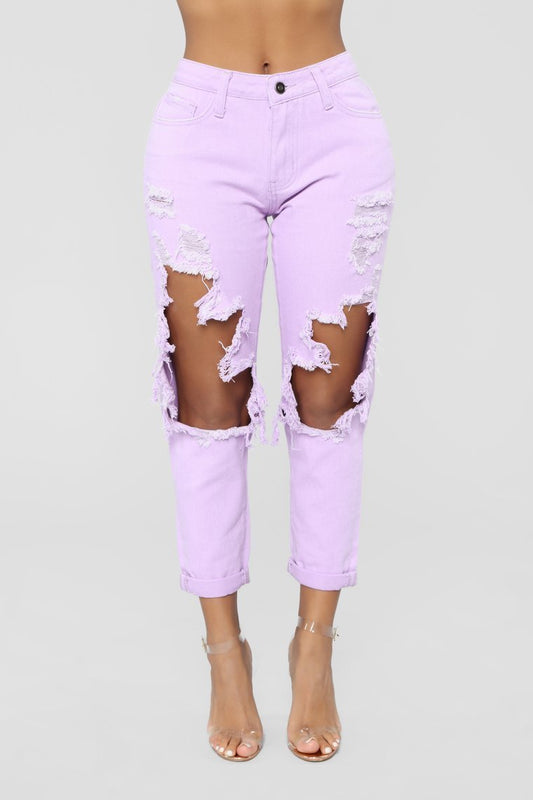 Big Expectations High Rise Boyfriend Jeans - Lilac - jameswhite001