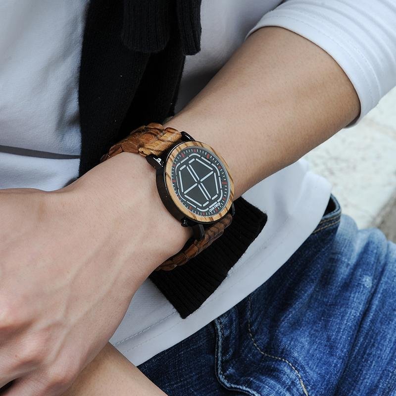 BOBO BIRD Zabra Wood Colorful LED Dial Wristwatch Deneme Uzun Satır Deneme Lorem Ipsım Ik Bık - jameswhite001