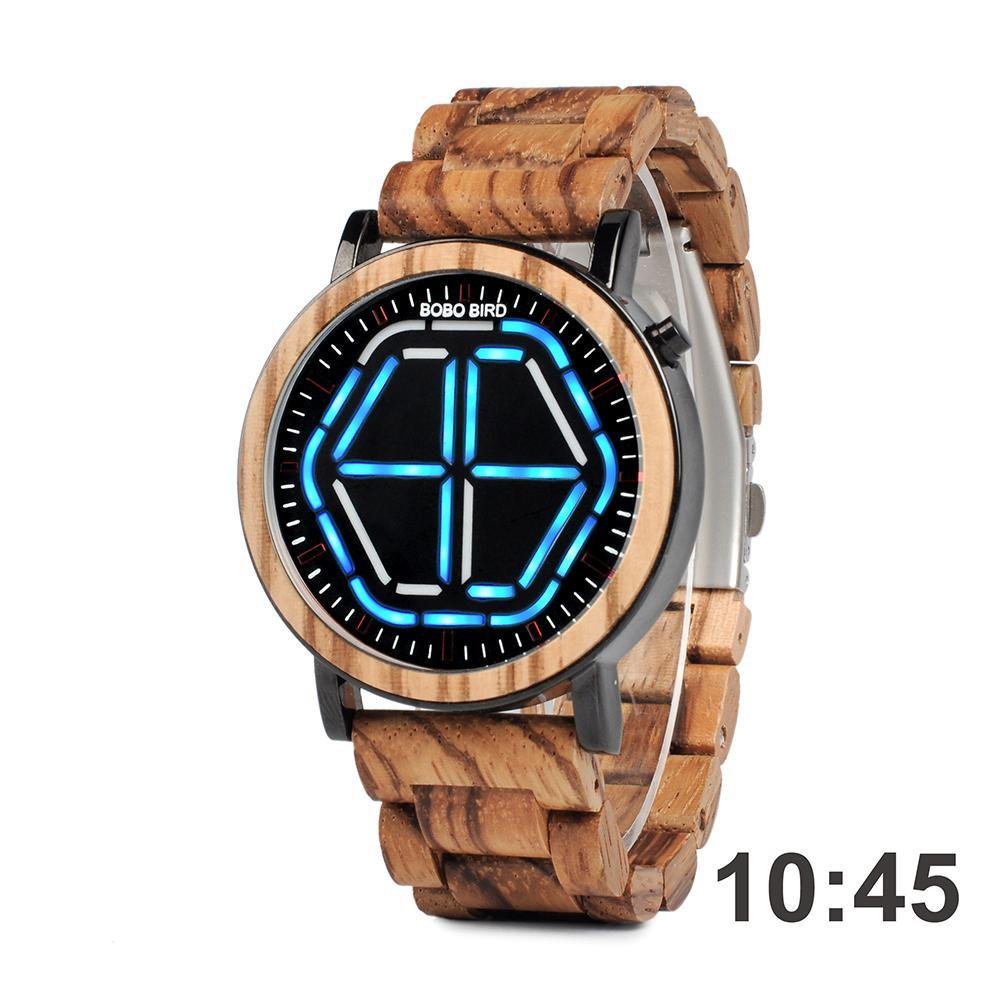 BOBO BIRD Zabra Wood Colorful LED Dial Wristwatch Deneme Uzun Satır Deneme Lorem Ipsım Ik Bık - jameswhite001
