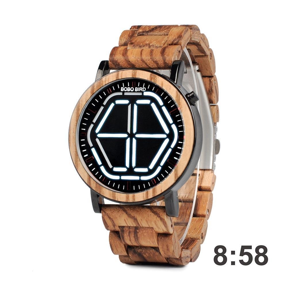 BOBO BIRD Zabra Wood Colorful LED Dial Wristwatch Deneme Uzun Satır Deneme Lorem Ipsım Ik Bık - jameswhite001