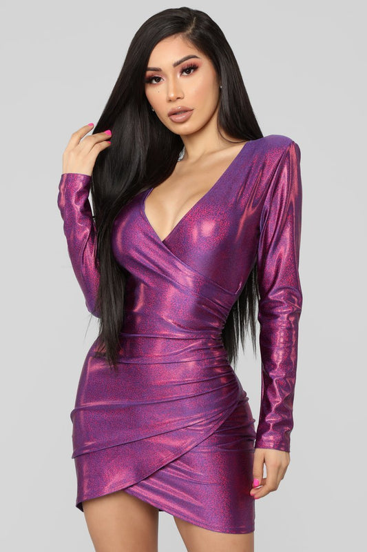 Brighten My Life Holographic Dress - Purple/Combo - jameswhite001