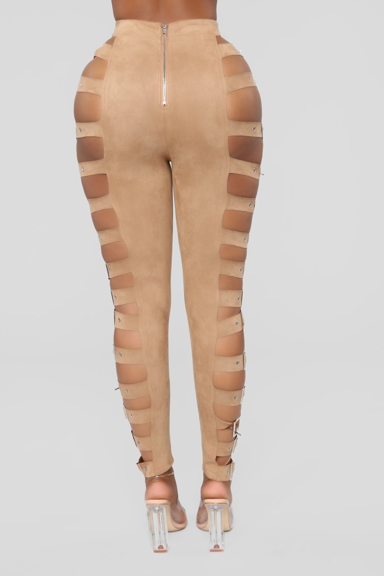 Buckle Up Suede Pants - Taupe - jameswhite001