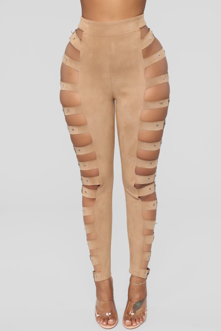 Buckle Up Suede Pants - Taupe - jameswhite001
