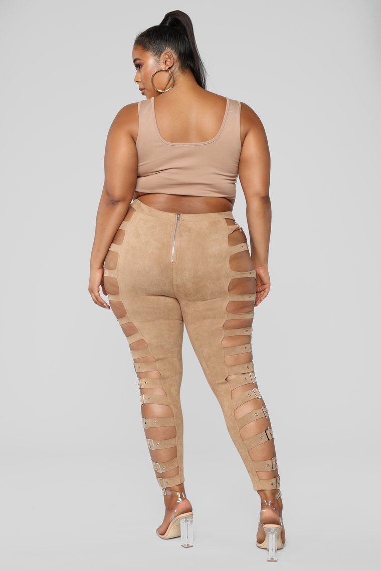 Buckle Up Suede Pants - Taupe - jameswhite001