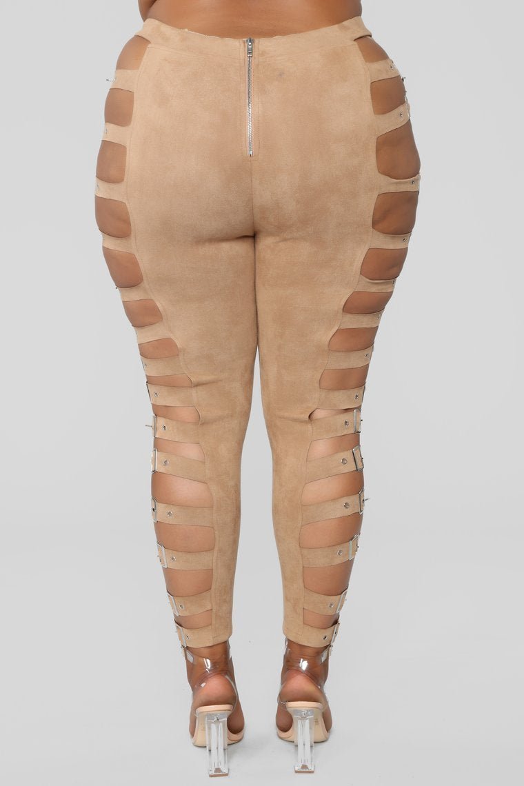 Buckle Up Suede Pants - Taupe - jameswhite001
