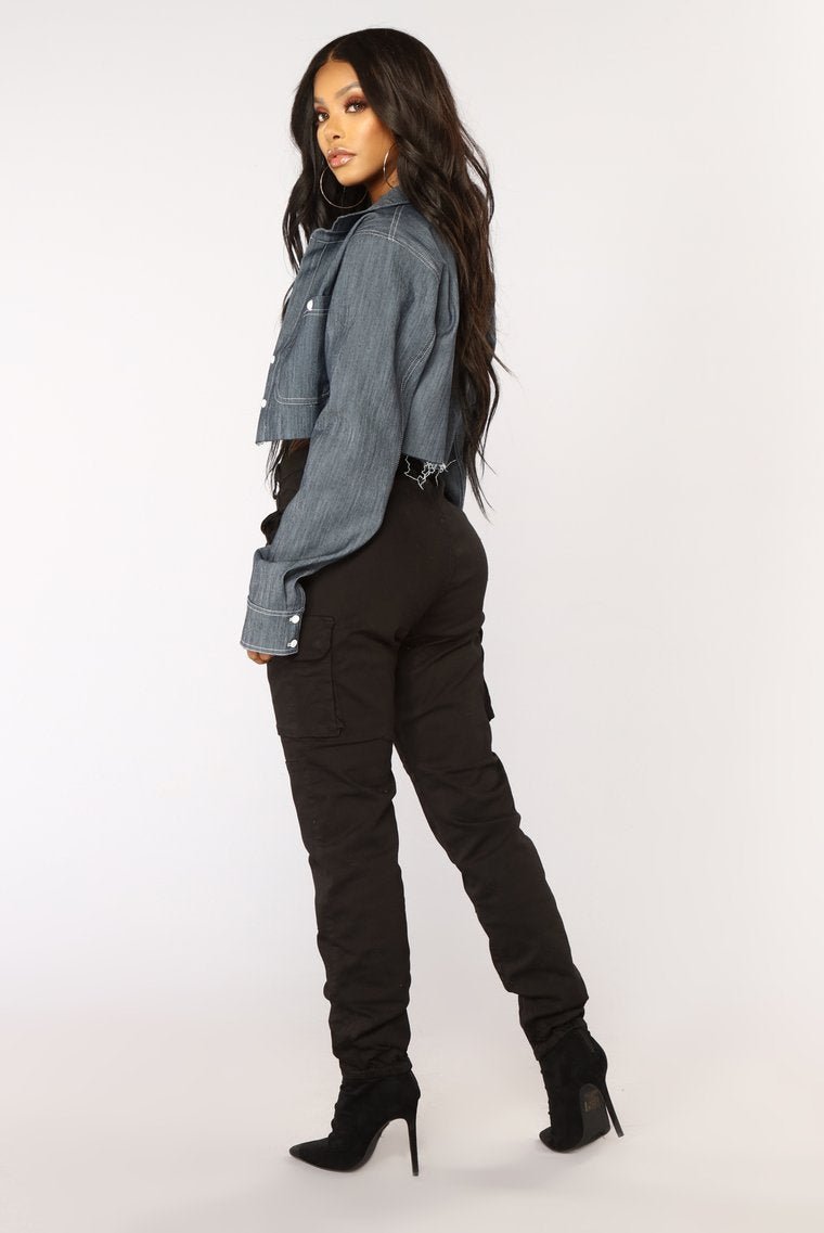 Cadet Khloe Oversized Cargo Pants - Black - jameswhite001