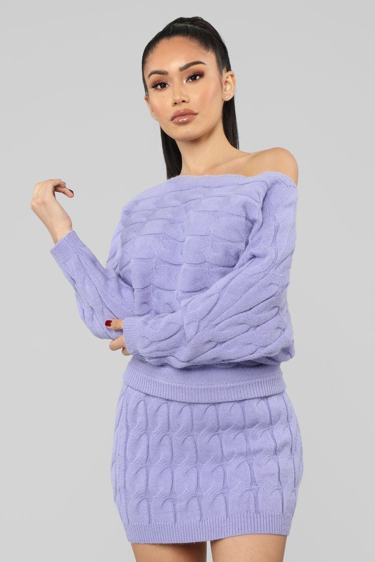 Call You Up Cable Knit Set - Lavender - jameswhite001