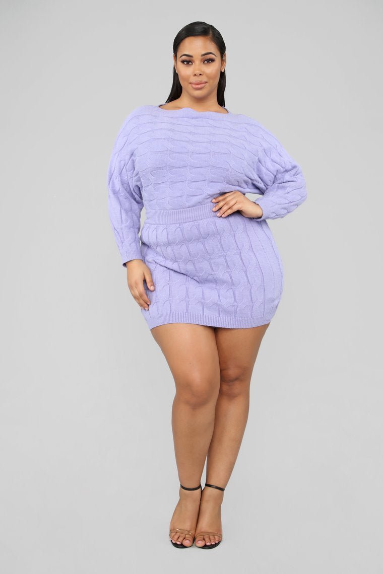 Call You Up Cable Knit Set - Lavender - jameswhite001