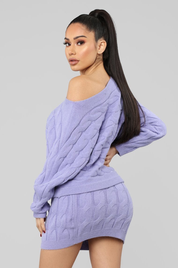Call You Up Cable Knit Set - Lavender - jameswhite001