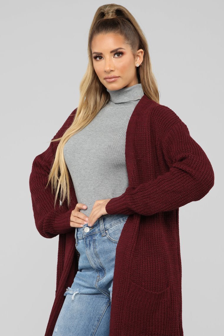 Can We Talk Cardigan - Burgundy - jameswhite001