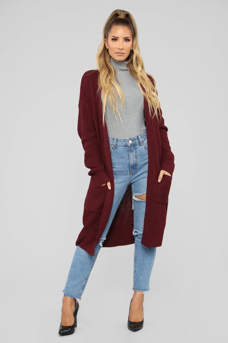 Can We Talk Cardigan - Burgundy - jameswhite001