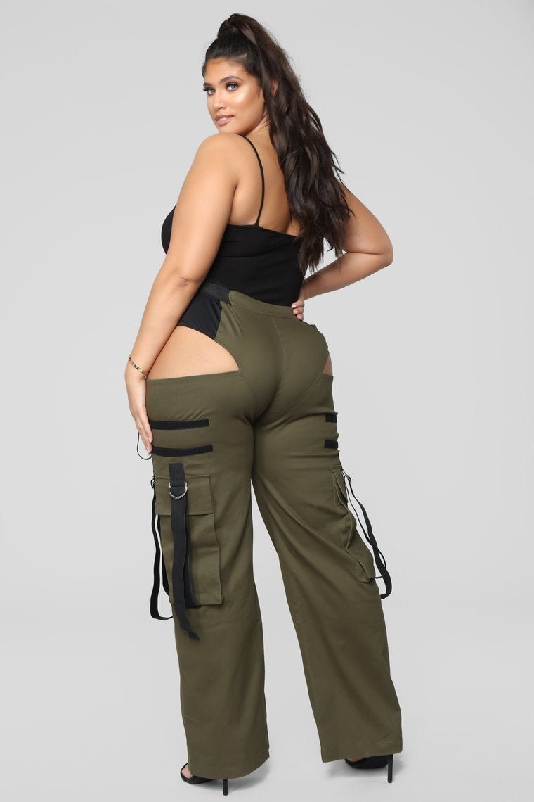 Candice Cut Out Cargo Pants - Olive - jameswhite001