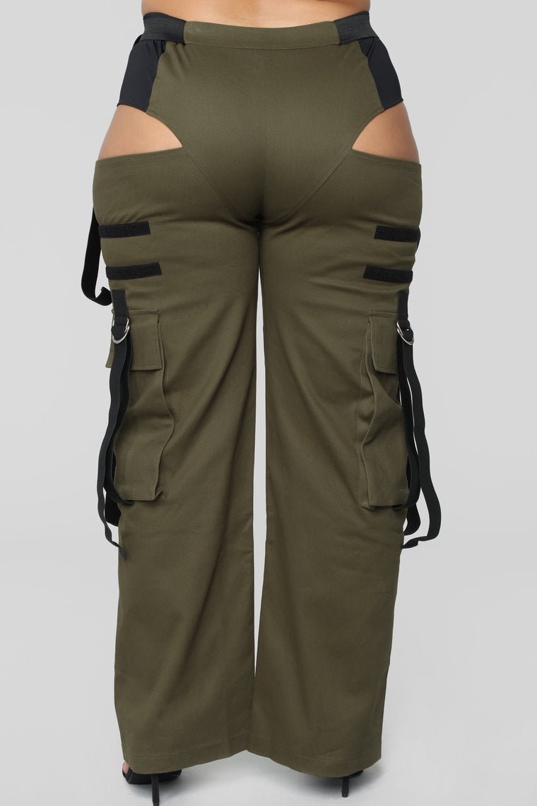 Candice Cut Out Cargo Pants - Olive - jameswhite001
