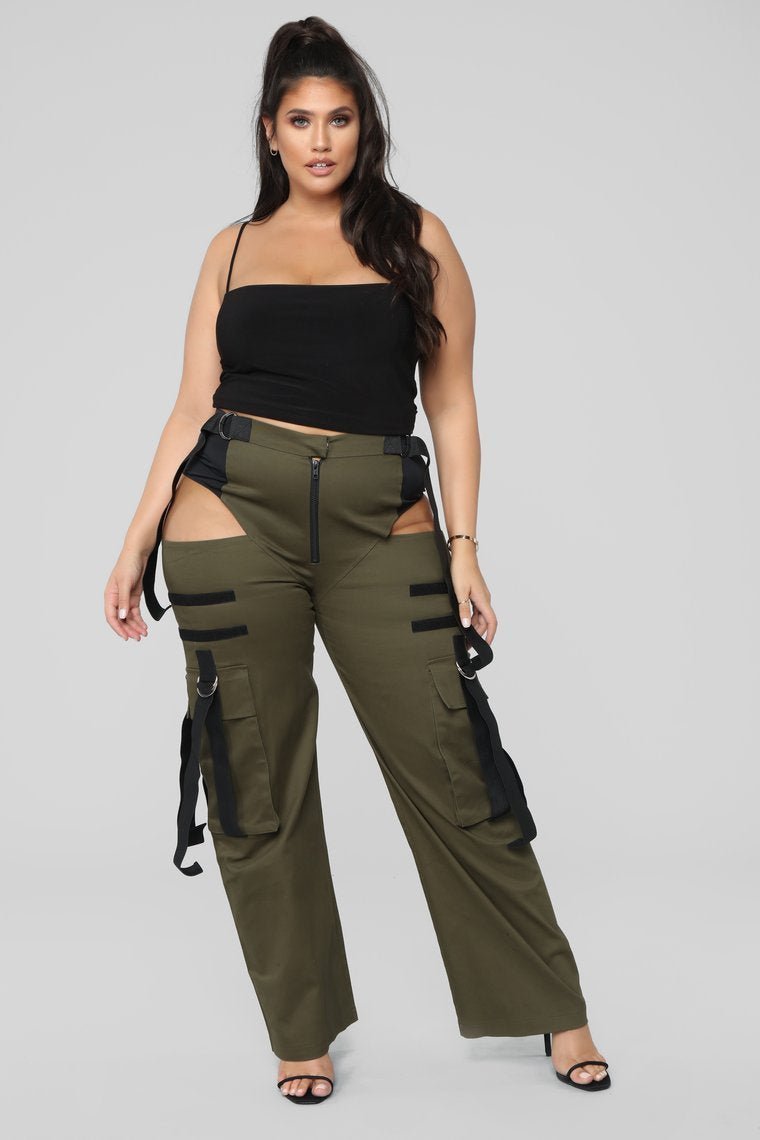 Candice Cut Out Cargo Pants - Olive - jameswhite001