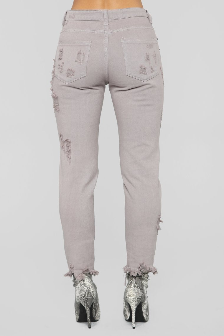 Can't Stop Me Now Distressed Boyfriend Jeans - Grey - jameswhite001