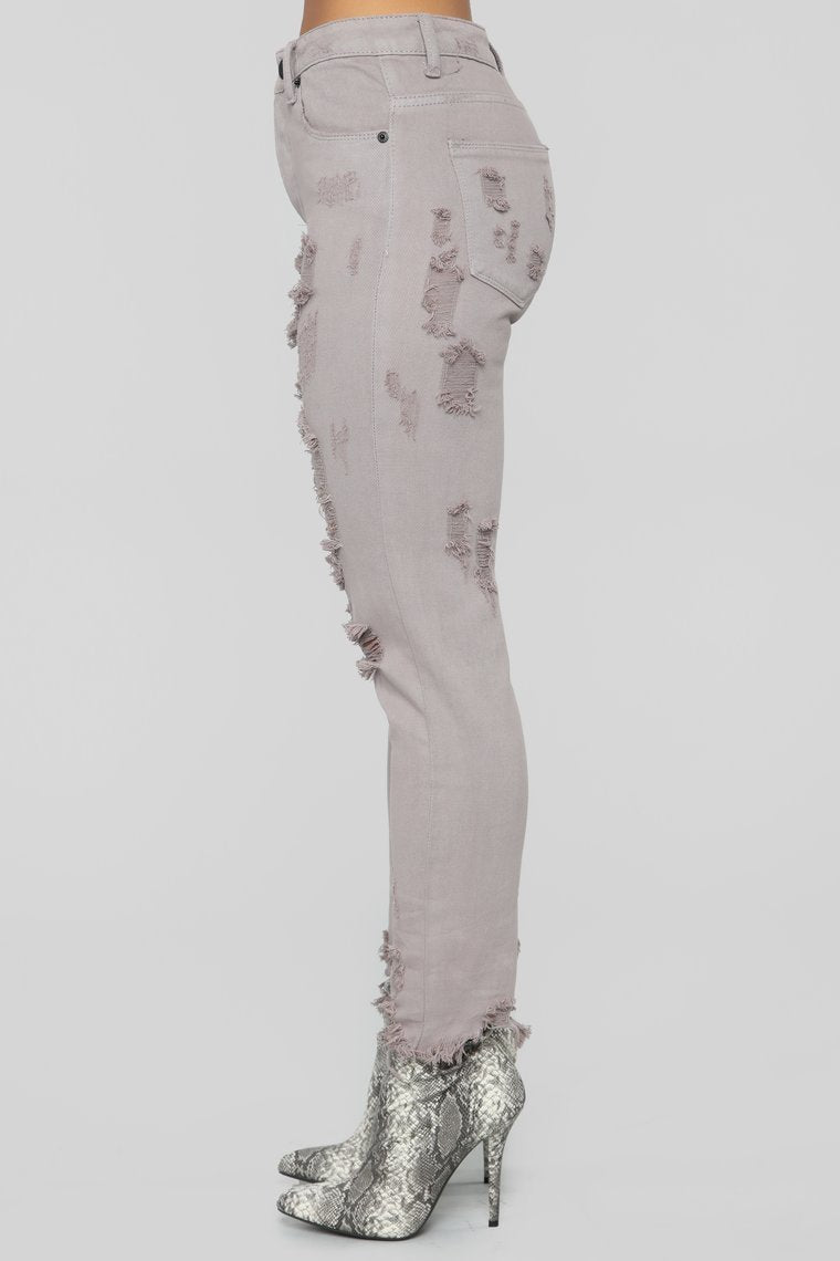 Can't Stop Me Now Distressed Boyfriend Jeans - Grey - jameswhite001