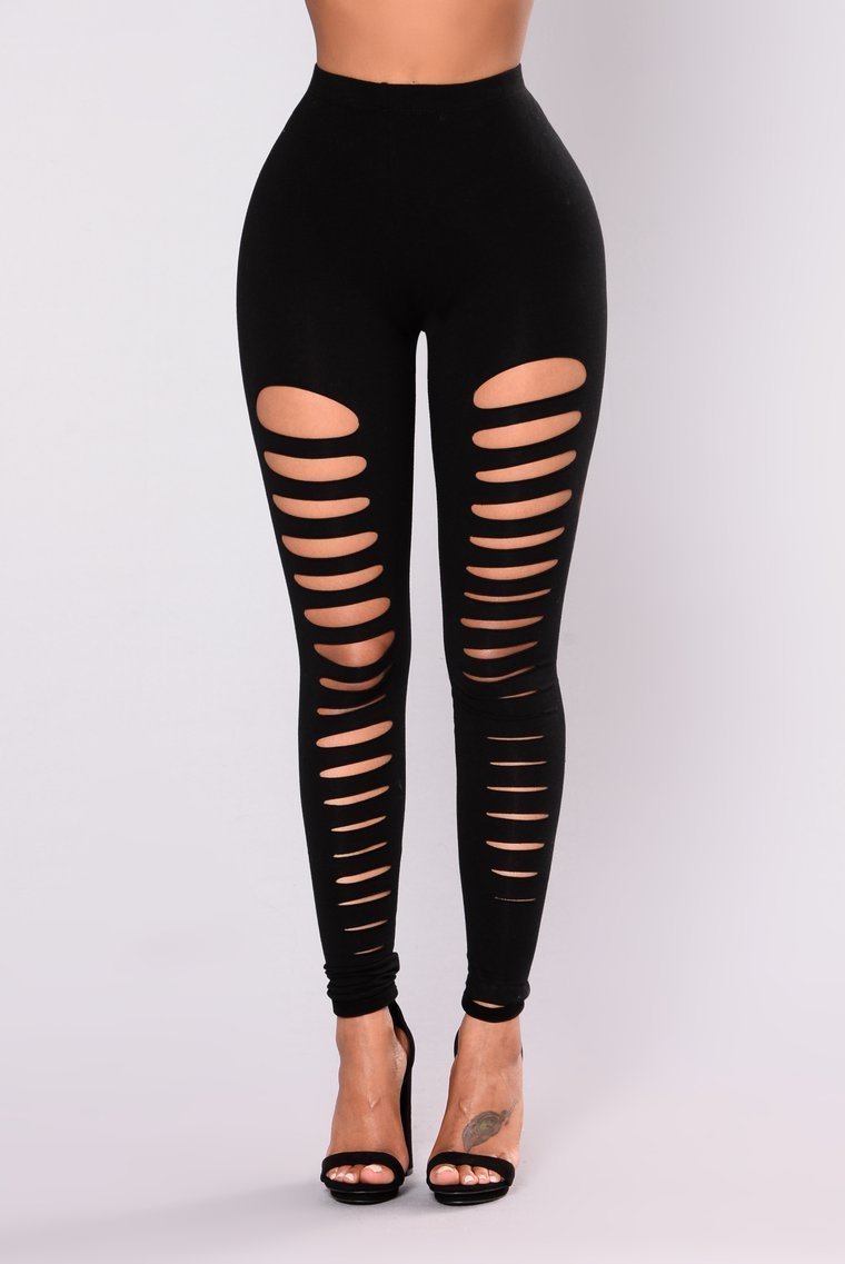 Carine Distressed Leggings - Black - jameswhite001